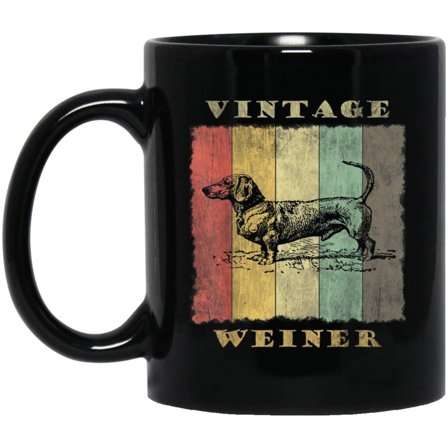 Funny Vintage Retro Dachshund Doxie Weiner Dog drawing Gift Mug