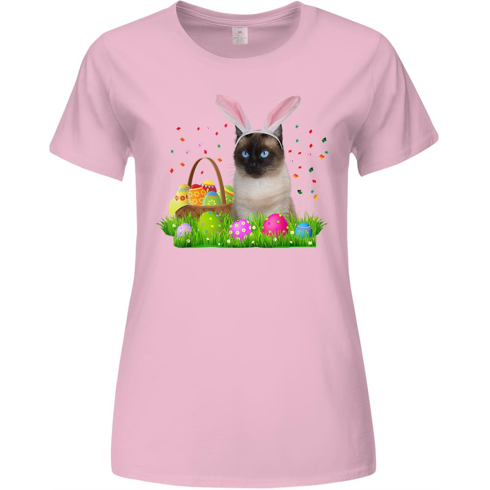 Bunny Siamese Cat Funny Easter Siamese Cat Lover Gifts Premium Womens Tshirts