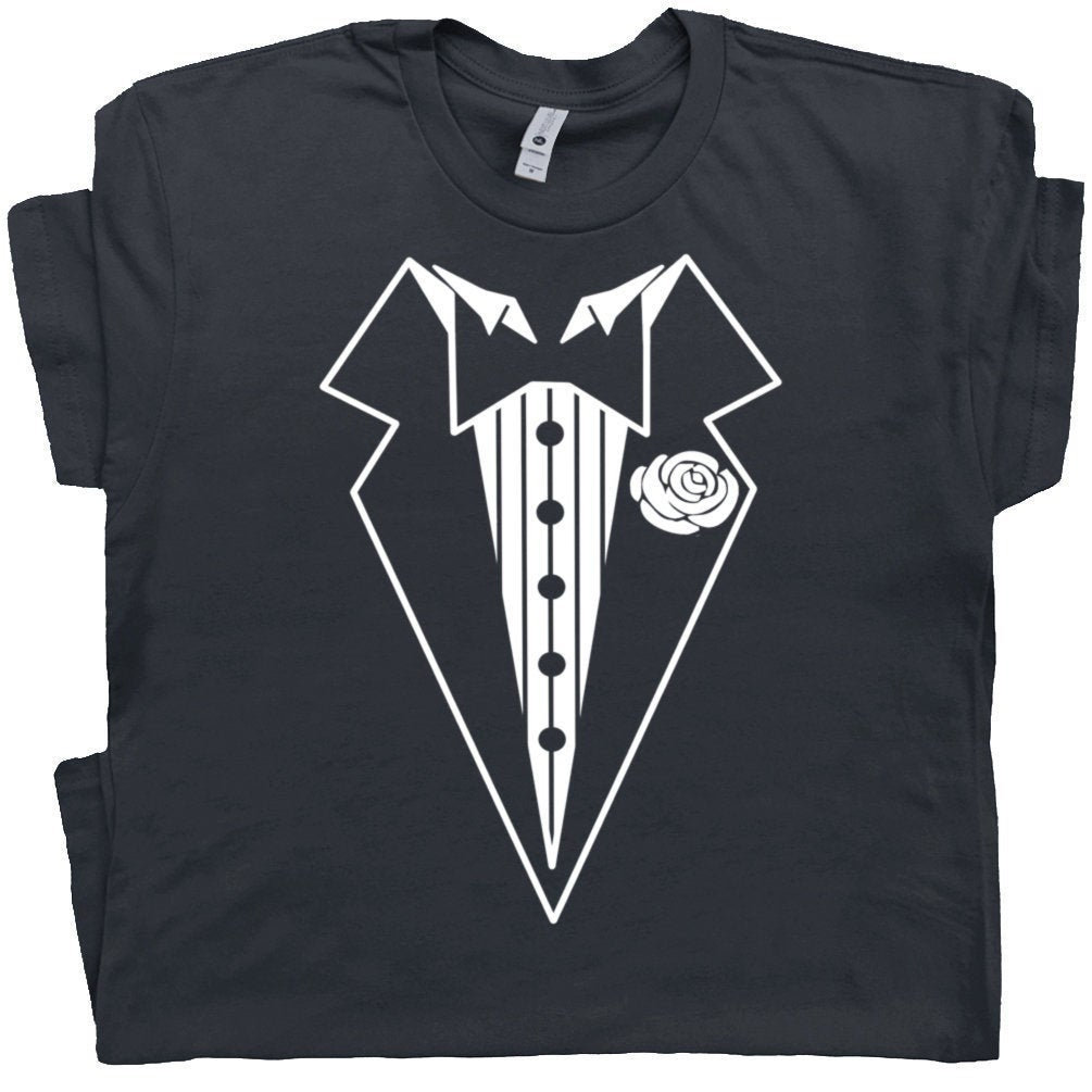 Tuxedo T Shirt Vintage Tuxedo Shirts Funny Groomsmen Shirts Wedding Groom T Shirt Retro Tuxedo Tee Bow Tie Gift Mens Womens Kids Tees