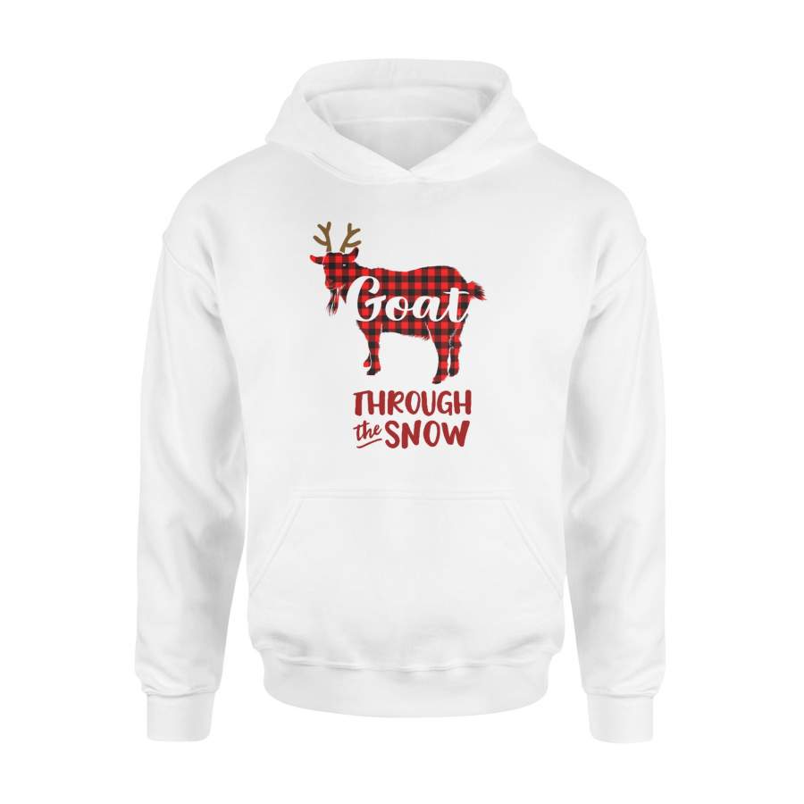 Through The Snow Christmas Goat Red Plaid Hoodie