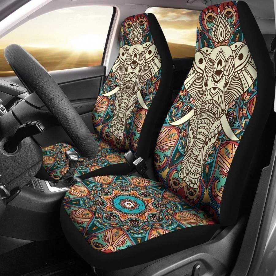 Boho Elephant Car Seat Cover Mandala Yoga Lover