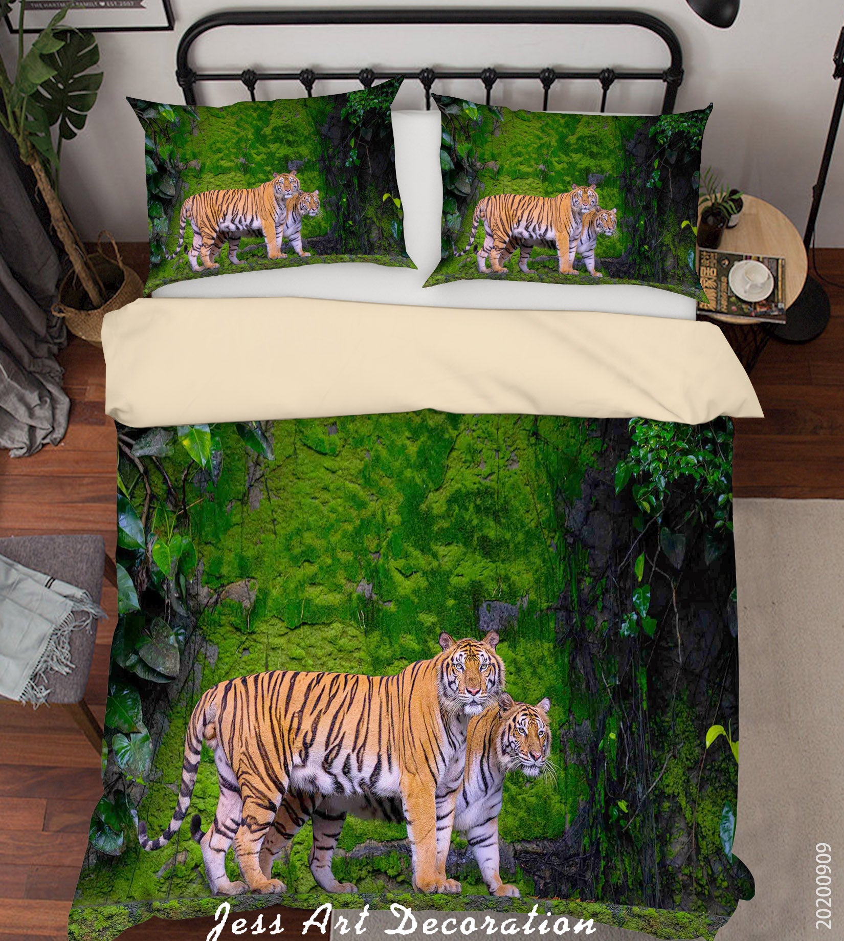 3D Animal Tiger Forest Quilt Cover Set Bedding Set Duvet Cover Pillowcases Wj 6009