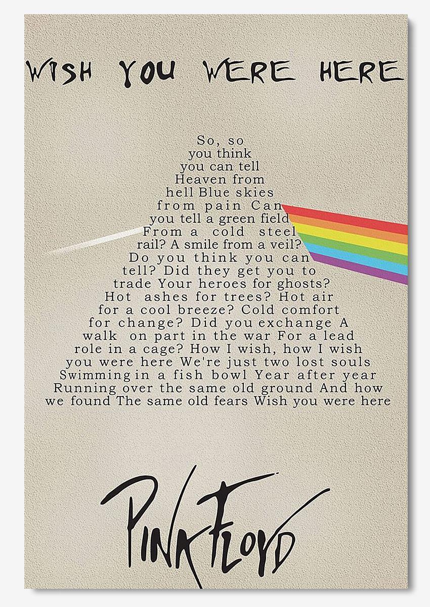 Wish You Were Here Pink Floyd Lyrics Song Wall Art For Home Decor Music Fan 02 Poster