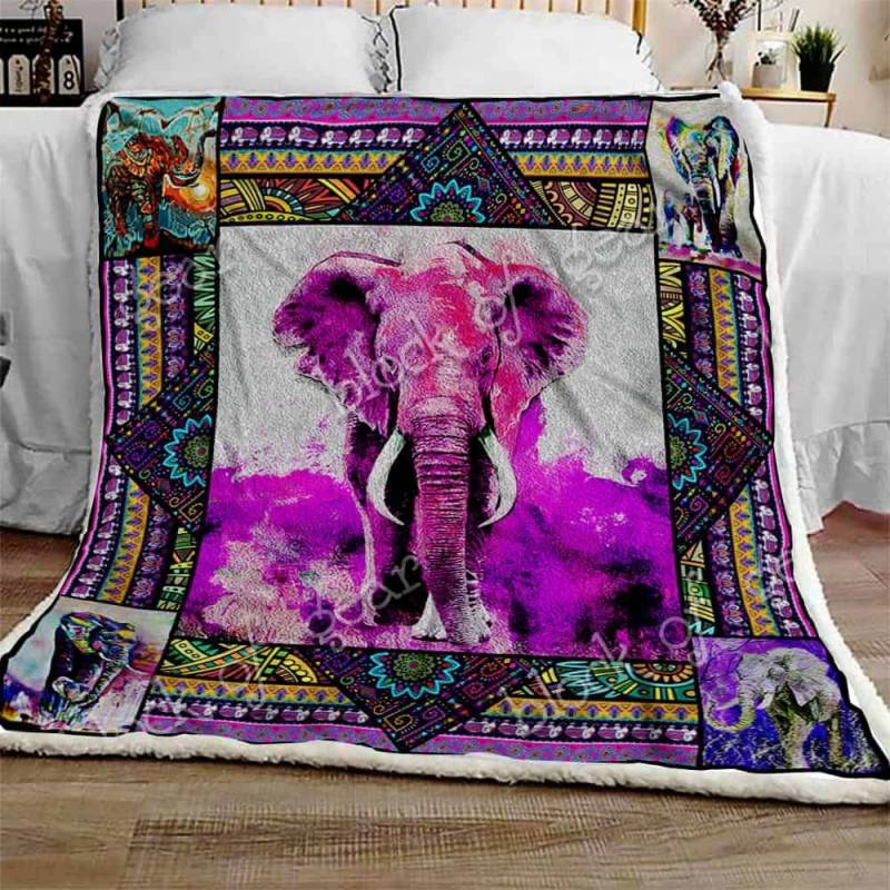 African Elephant Hippie JQQ49 Fleece Blanket