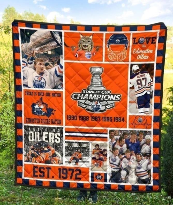 Edmonton Oilers Hockey Quilt Blanket Fan Gift