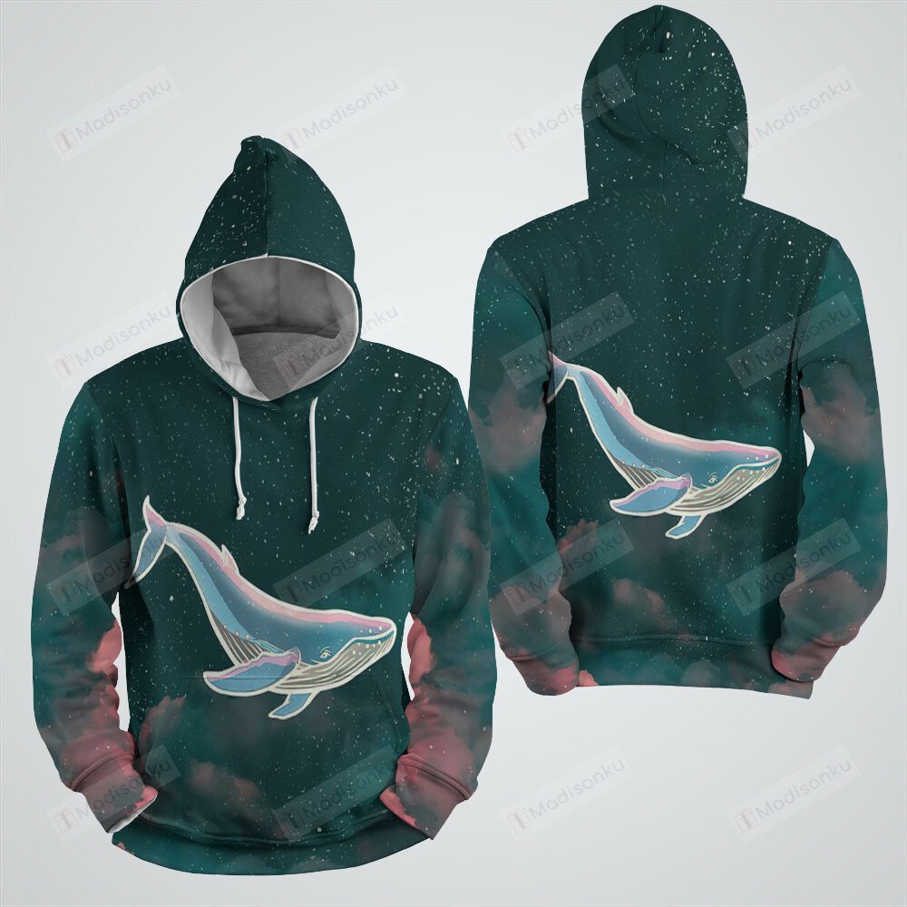 Lonely Call Whale On The Sky 3D Full Over Print Hoodie Zip Hoodie Sweater Tshirt