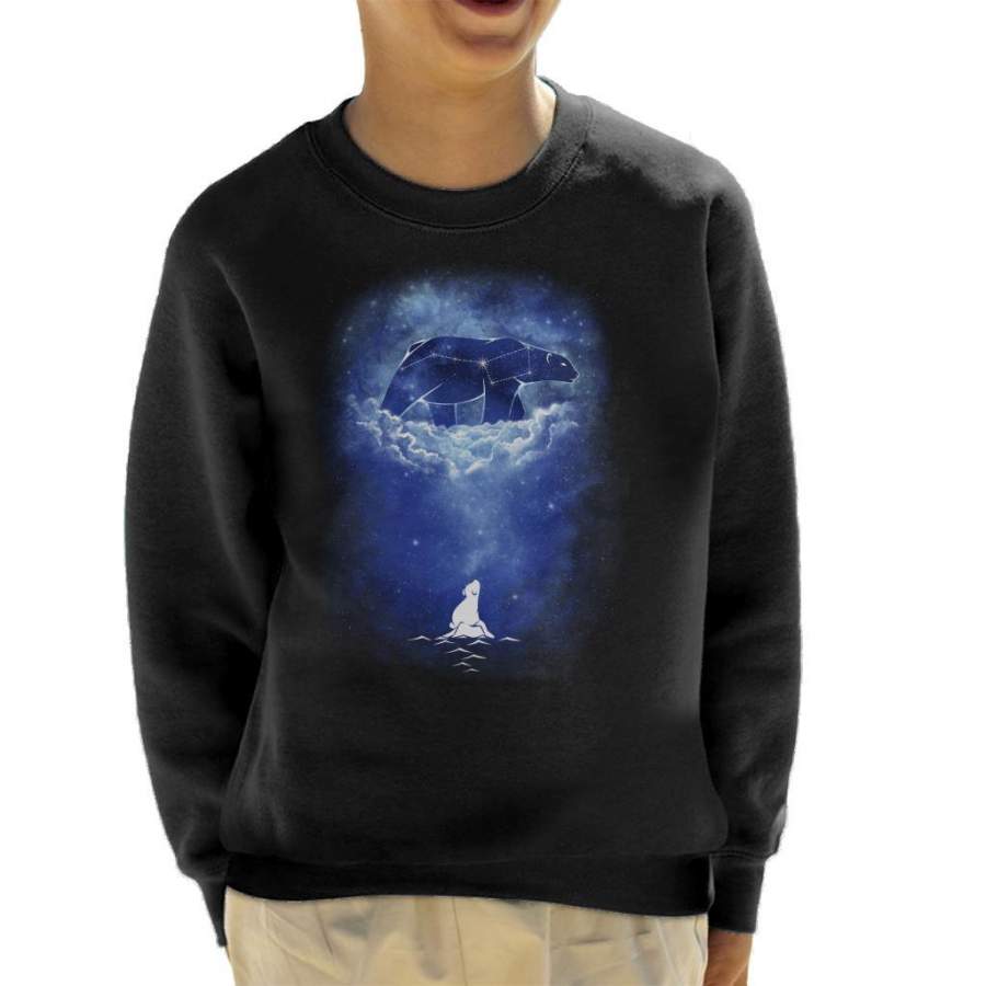 Starry Frozen Sky Polar Bear Kid’s Sweatshirt