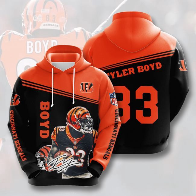 Cincinnati Bengals 83 Tyler Boyd 24 Unisex 3D Hoodie Gift For Fans