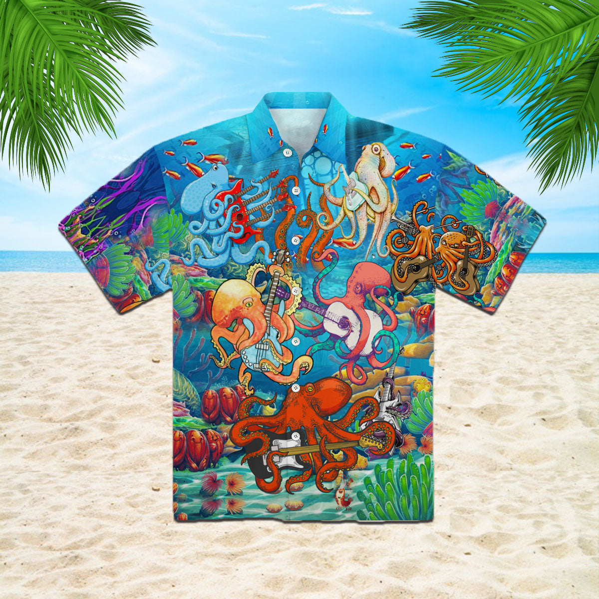 Oragontee Octopus Playing Guitar Hawaiian Shirt | For Men & Women | Adult | Wt1236