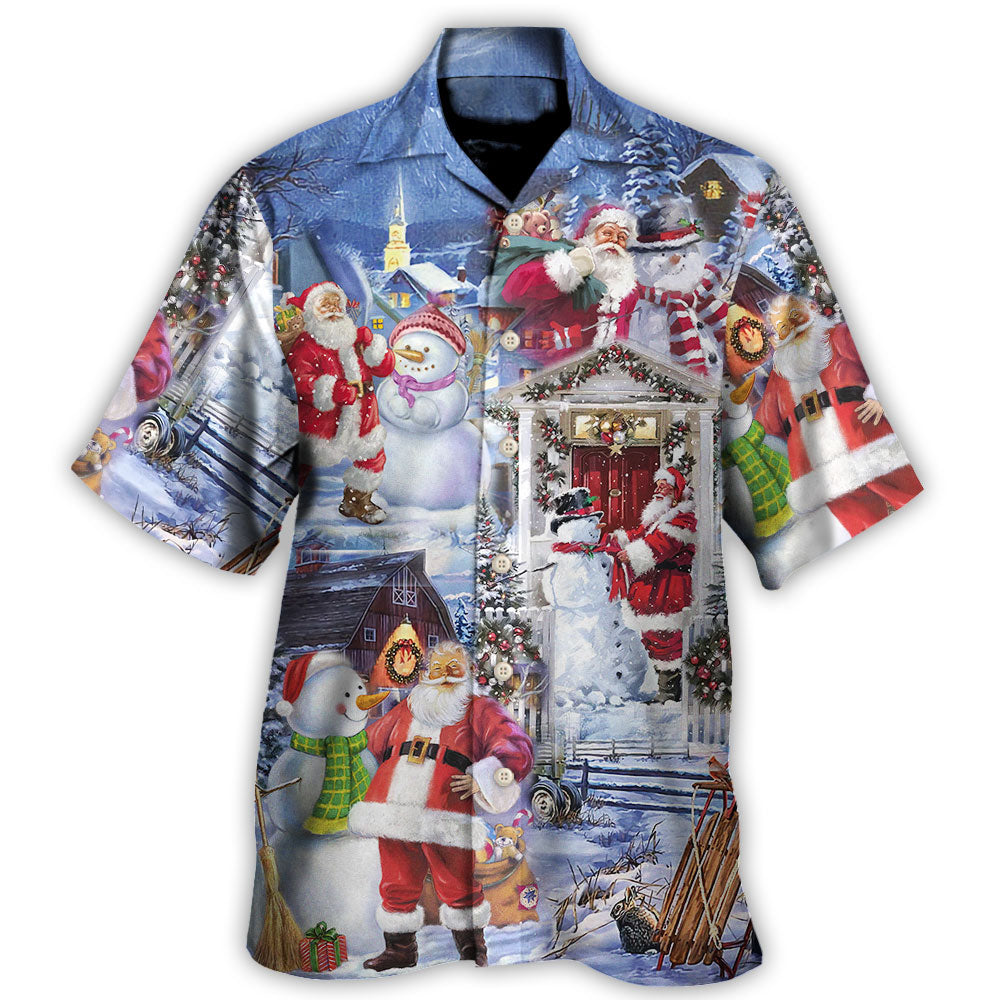 Christmas Santa And Snowman Happy Holiday Hawaii Shirt Ha4425