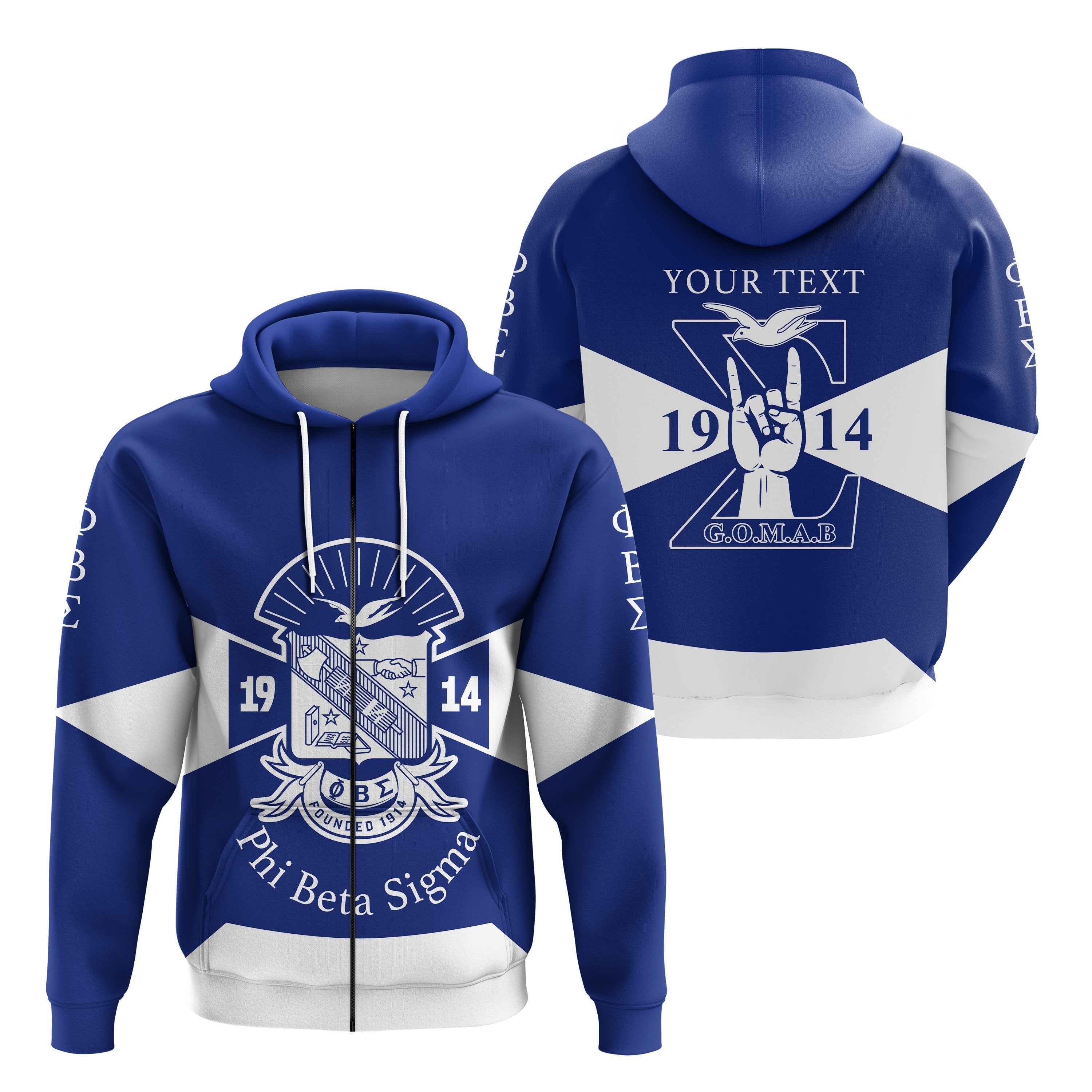 (Custom Personalised) Phi Beta Sigma  Zip Hoodie Sport Style Lt16