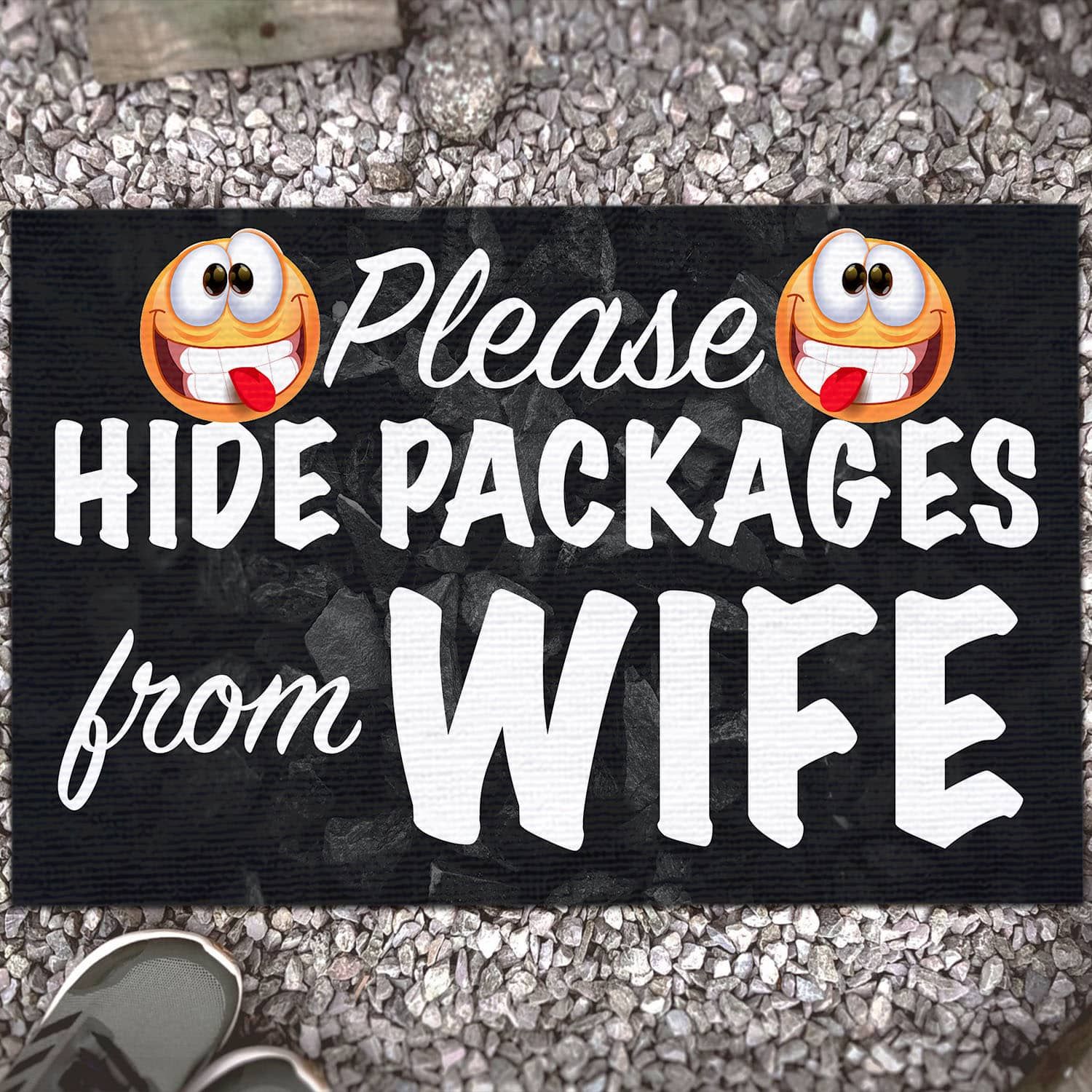 Please Hide Packages From Wife Funny Welcome Rug Entrance Decorative Doormat Evg43678