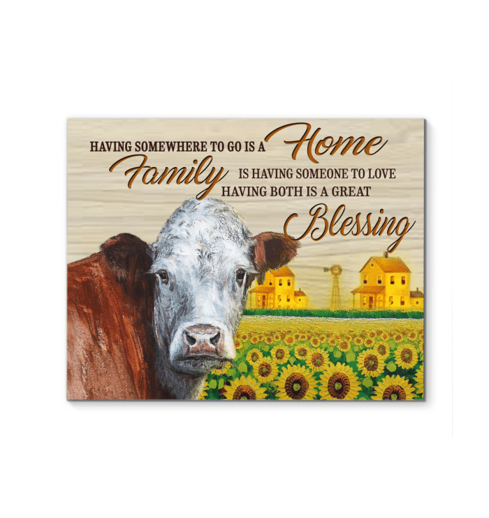 Canvas – Hereford Cow – Great Blessing Gift For Family, Wall Art Decor, Canvas Print, Home Decor