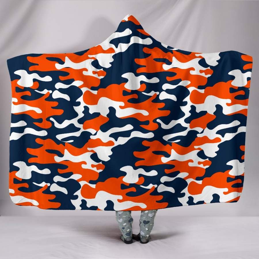 Denver Broncos Inspired Hoodie Blanket Camo Snuggie Wrap Blanket Throw Gift  Pro Football