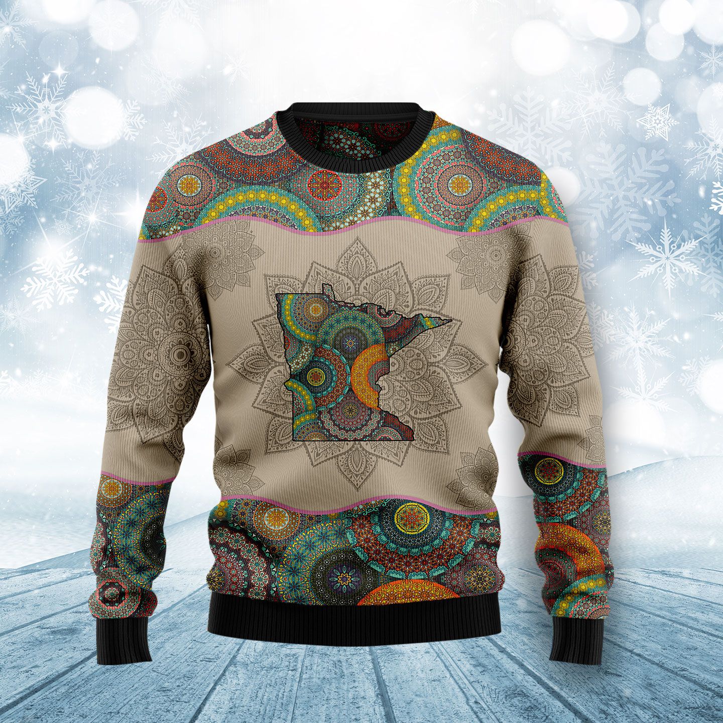 Awesome Minnesota Mandala H100132 Ugly Christmas Sweater