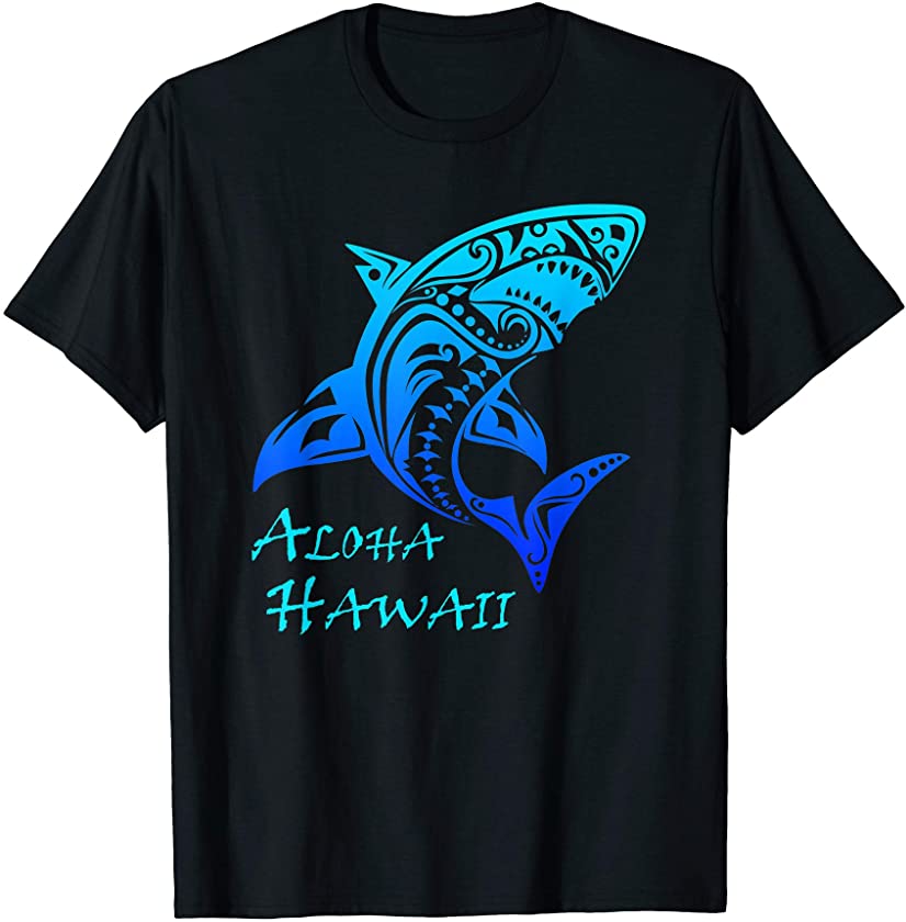 Aloha Hawaii Vintage Tribal Shark Vacation Gift T-Shirt