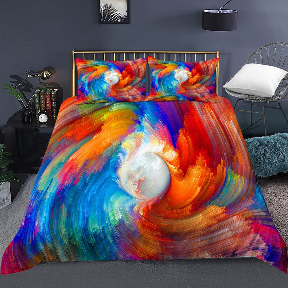 3D Colorful Galaxy Duvet Cover Set Multicolor Outer Space Bedding Universe Nebula Night Starry Sky Cover Rainbow Kid Bed