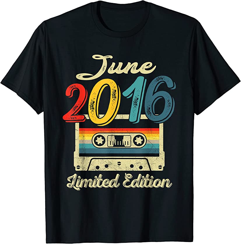 Vintage June 2016 Cassette Tape 5th Birthday Decorations T-Shirt