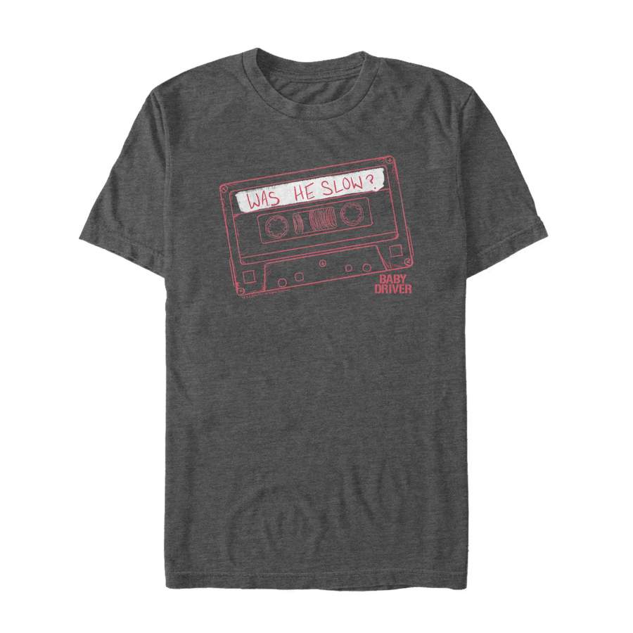 Baby Driver Men’s Slow Cassette Tape  T Shirt Charcoal Heather