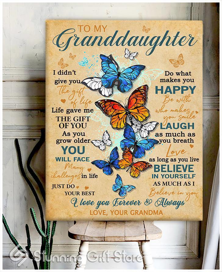 Stunning Gift Granddaughter Grandma Custom Canvas Wall Hanging I Love You Forever And Always