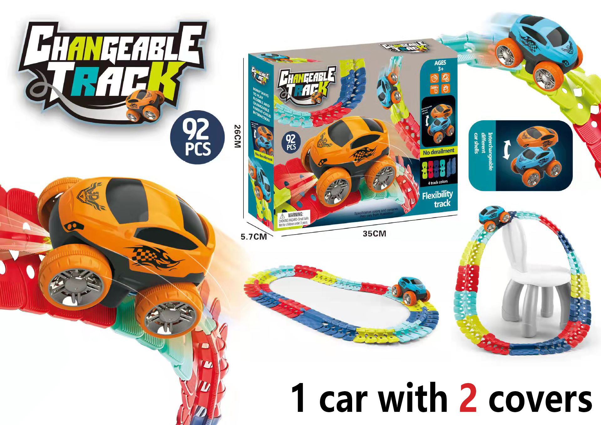 Genuine Changeable Track with LED Light-Up Race Car Racing Track Set Flexible Railway Assembled Track Birthday Gift for Kids Toy alx