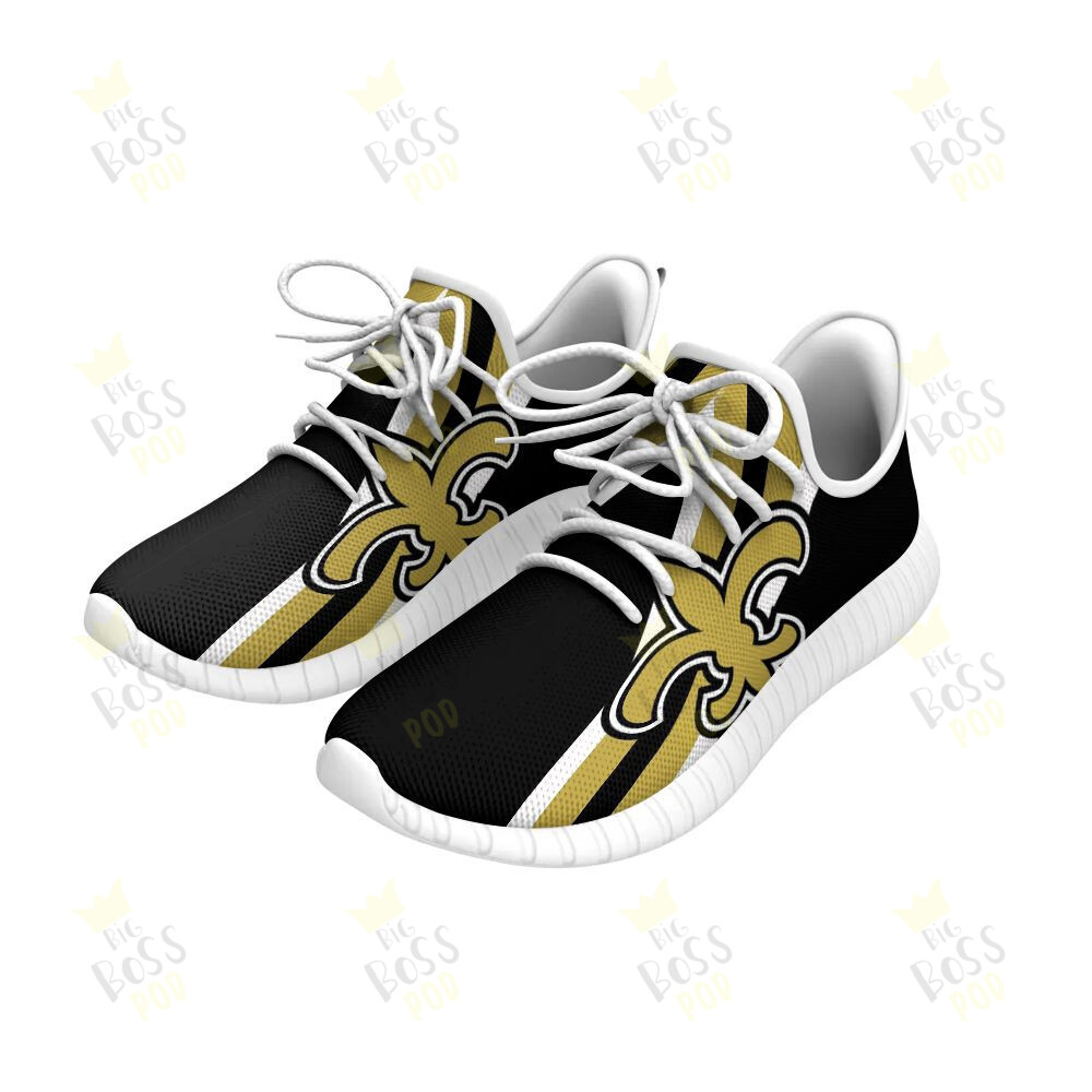 New Orleans Saints Gold White Black Gradient Diagonal Line Gift For Saints Fans Sport Running Sneakers Shoes