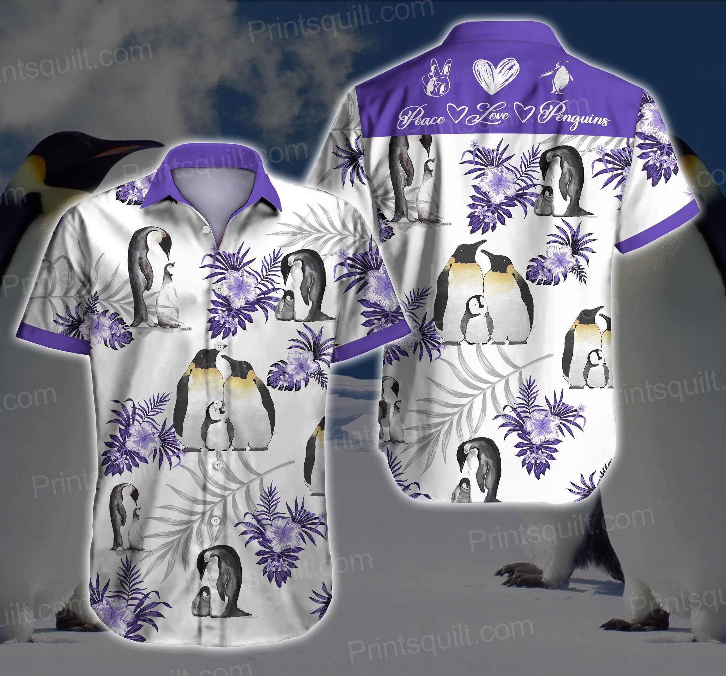 Beach Shirt Penguins Lovers 3D Hawaii Shirt V2 Summer Button Up Shirt For Men Beach Wear Short Sleeve Hawaii Shirt