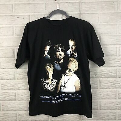 Backstreet  Vintage 2001 Black & Blue World Tour Graphic T Shirt  Bsb 6117