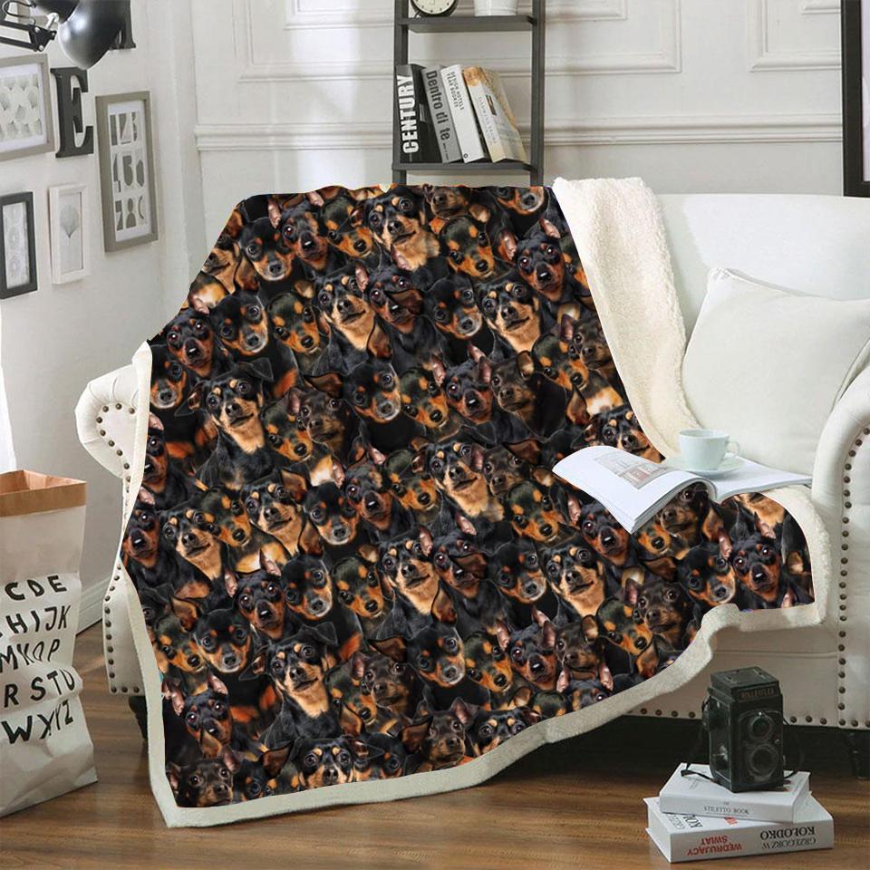 Miniature Pinscher A Bunch Of Dogs Blanket Design Dog Face Printed Blanket