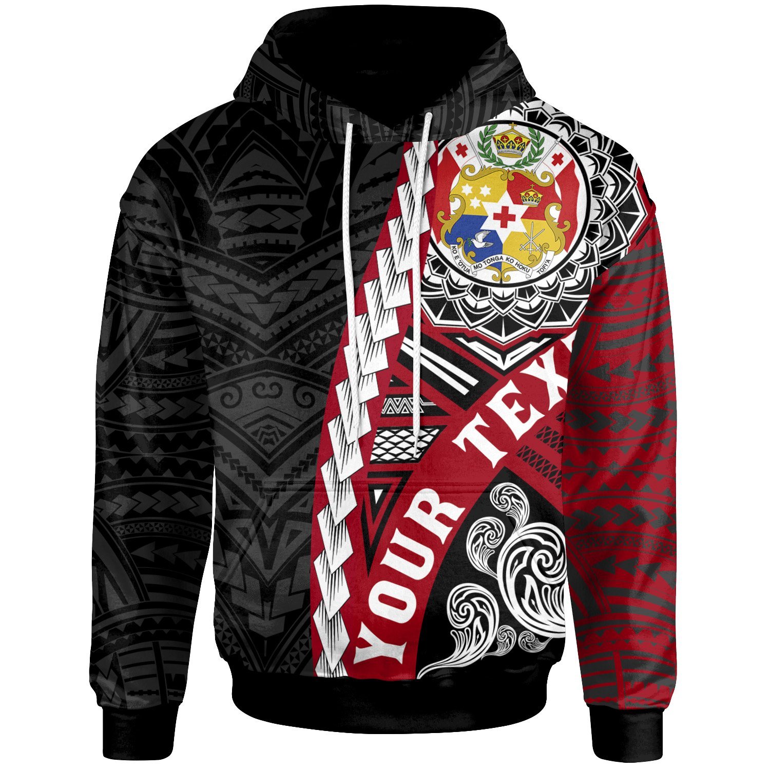 Tonga Polynesian Custom Personalised Hoodie – Wave Tattoo – Pacific Print Hoodie