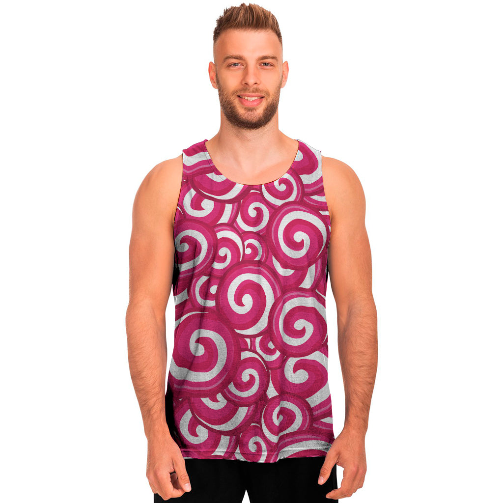 Pink Lollipop Candy Pattern Print Men’S Tank Top