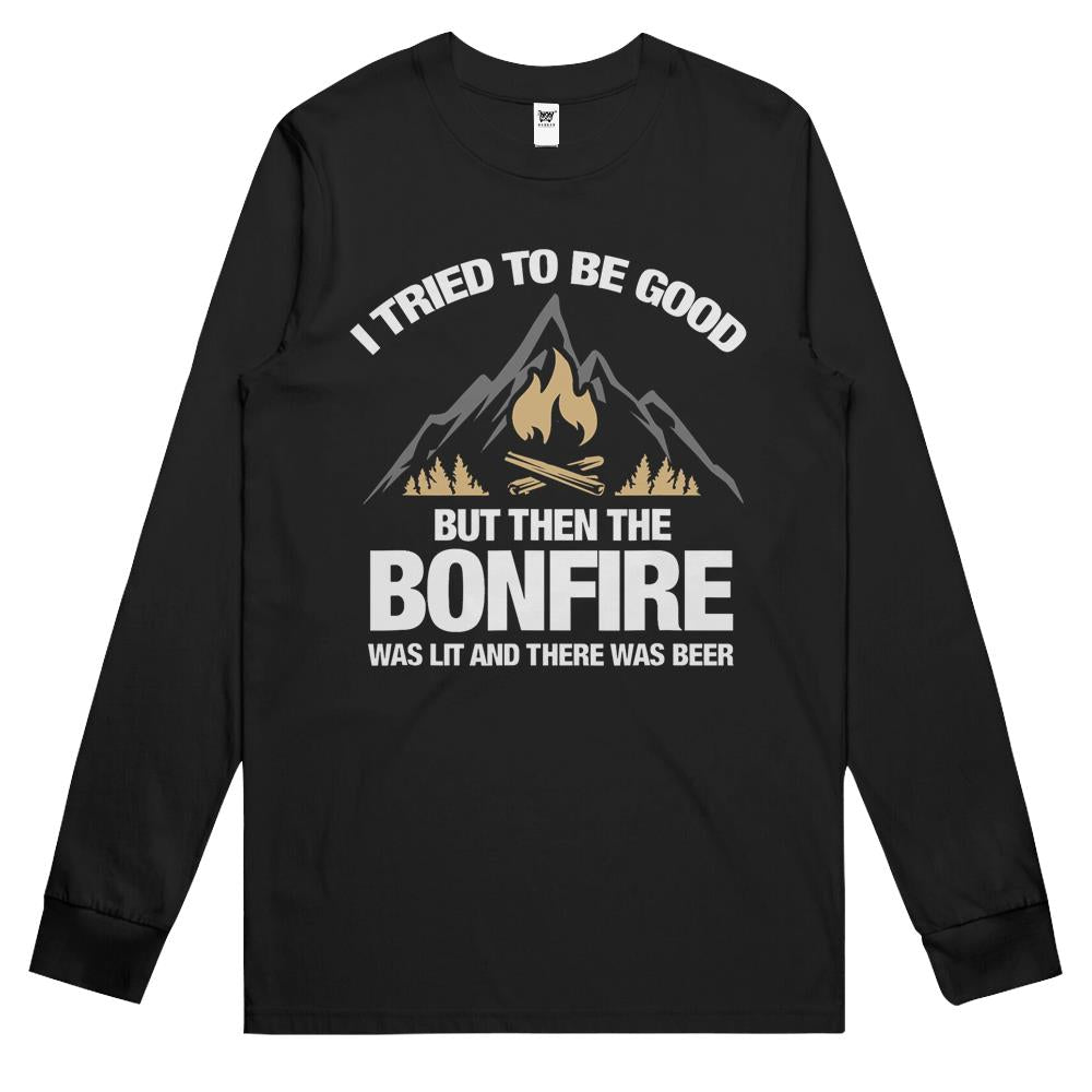 Bonfire Camper Camping Travel Campfire Traveling Nature Gift Long Sleeve T Shirts