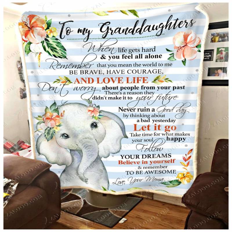 Fleece Blanket – Elephant -granddaughters (mema) – Remember To Be Awesome