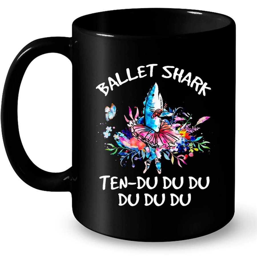 Ballet Shark Ten-Du Du Du Du – Full-Wrap Coffee Black Mug