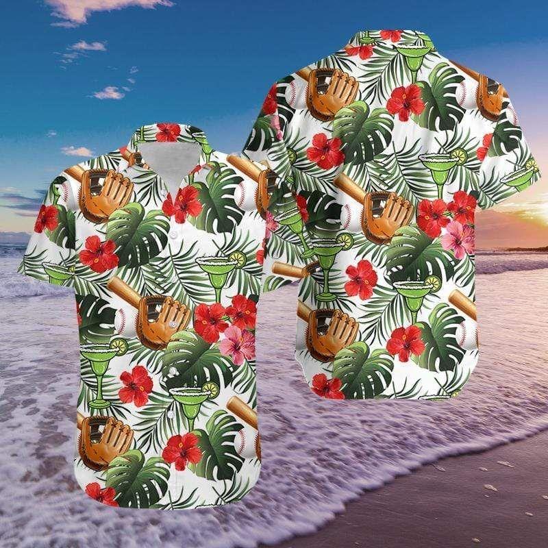 Beach Shirt Baseball And Margarita Hawaiian Aloha Shirts 169H