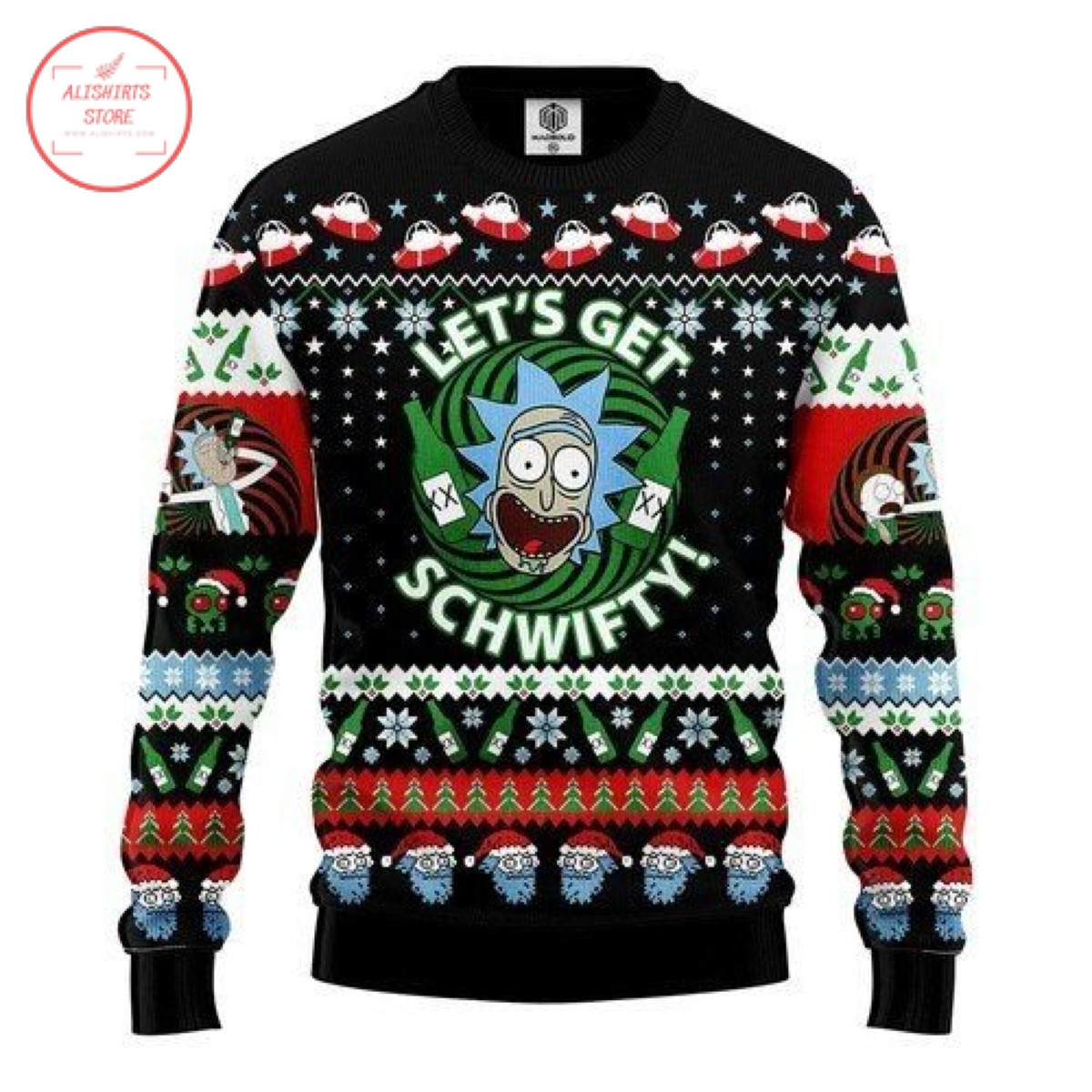 Rick And Morty Let’S Get Schwifty Full Print Ugly Christmas Sweater