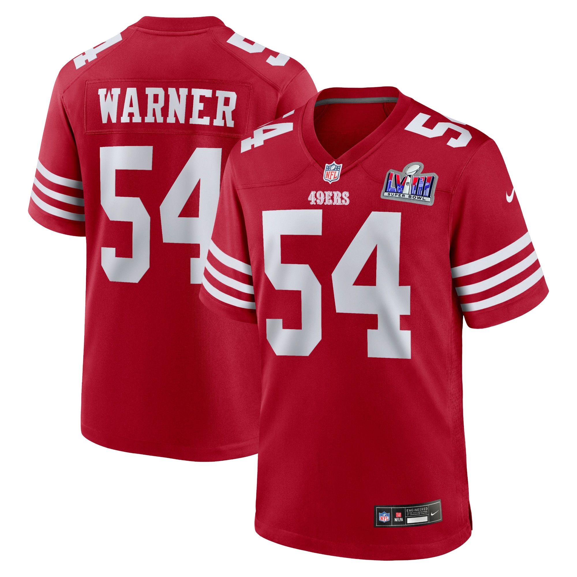 Fred Warner San Francisco 49ers Super Bowl LVIII Game Jersey – Scarlet