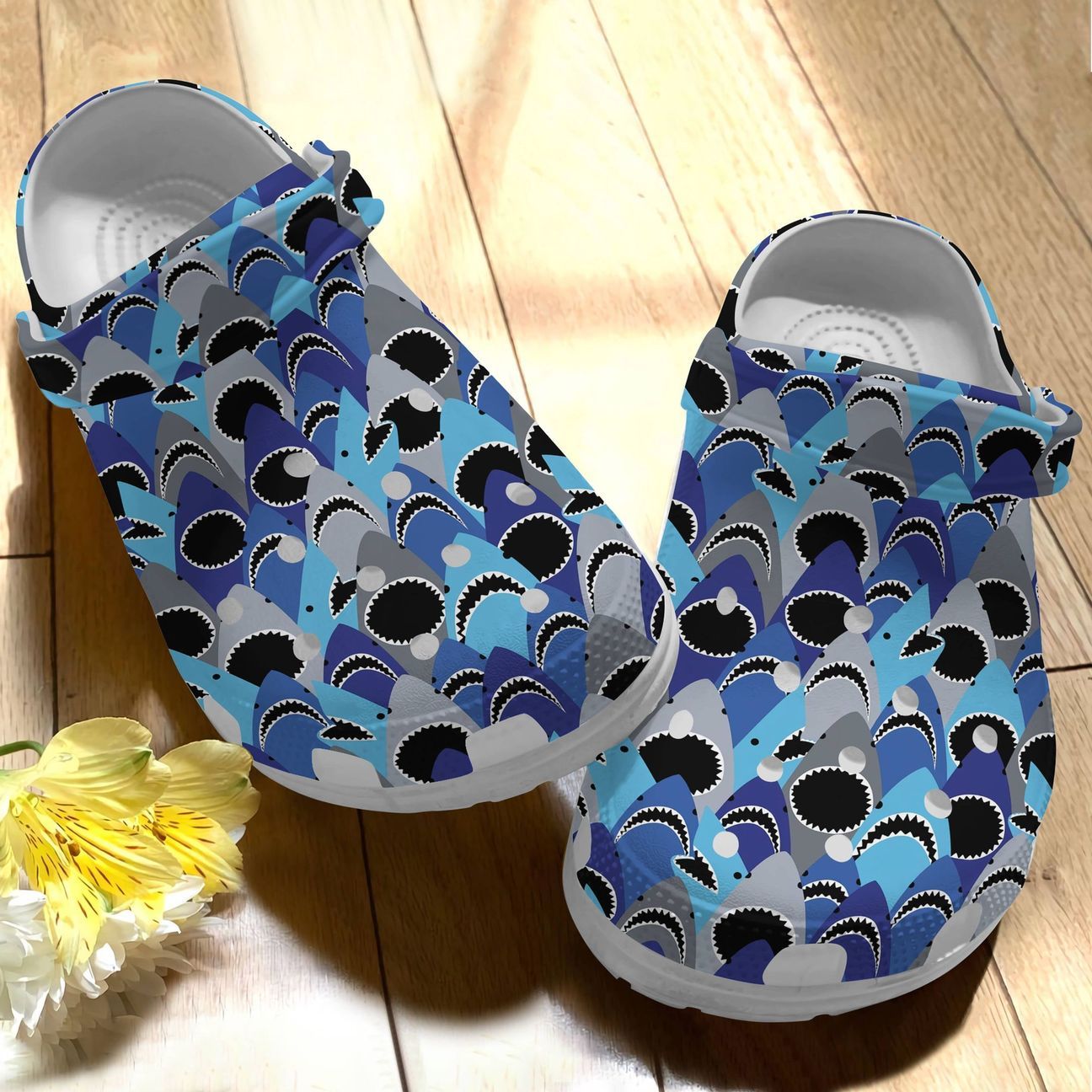 Shark Personalize Clog Custom Crocs Fashionstyle Comfortable For Women Men Kid Print 3D Deep Blue Sea