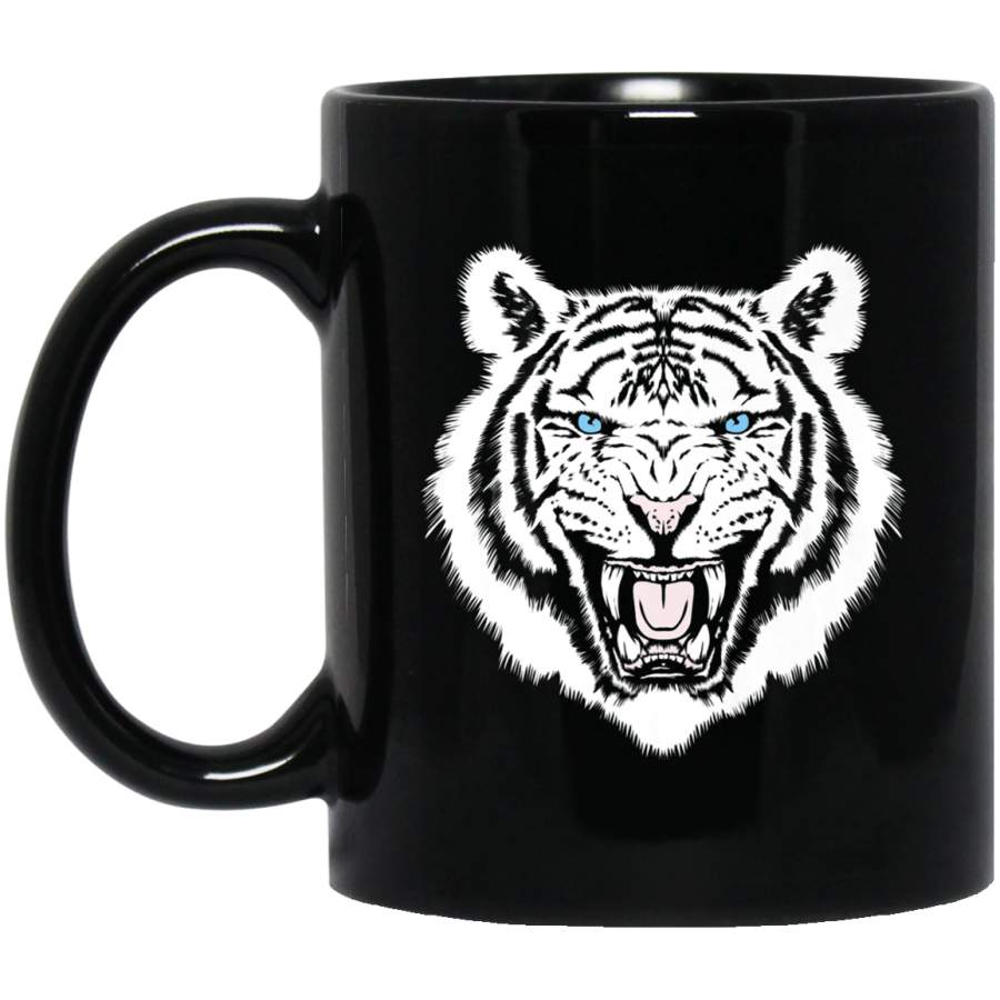 White Tiger Trendy Animal Print Easy Tiger Premium Black Mug