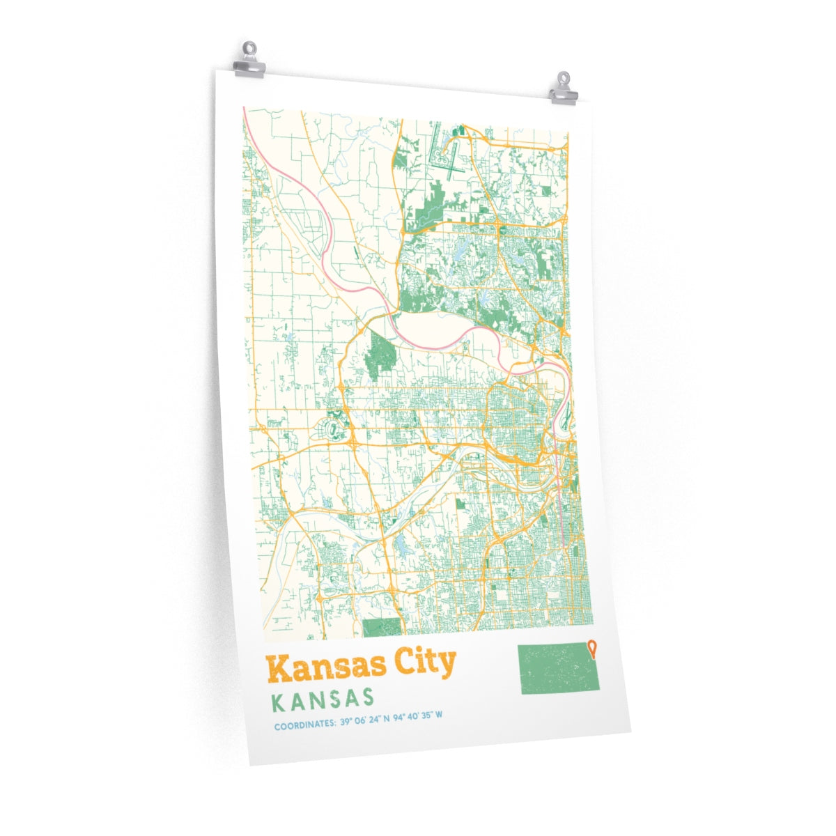 Kansas City Kansas City Street Map Poster