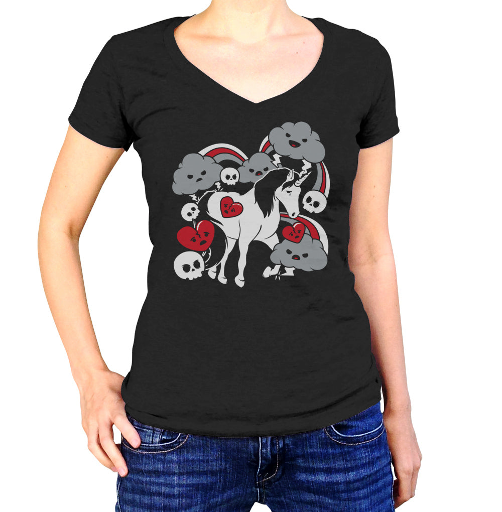 Women’S Unicorn Gloom Vneck T-Shirt – By Ex-Boyfriend