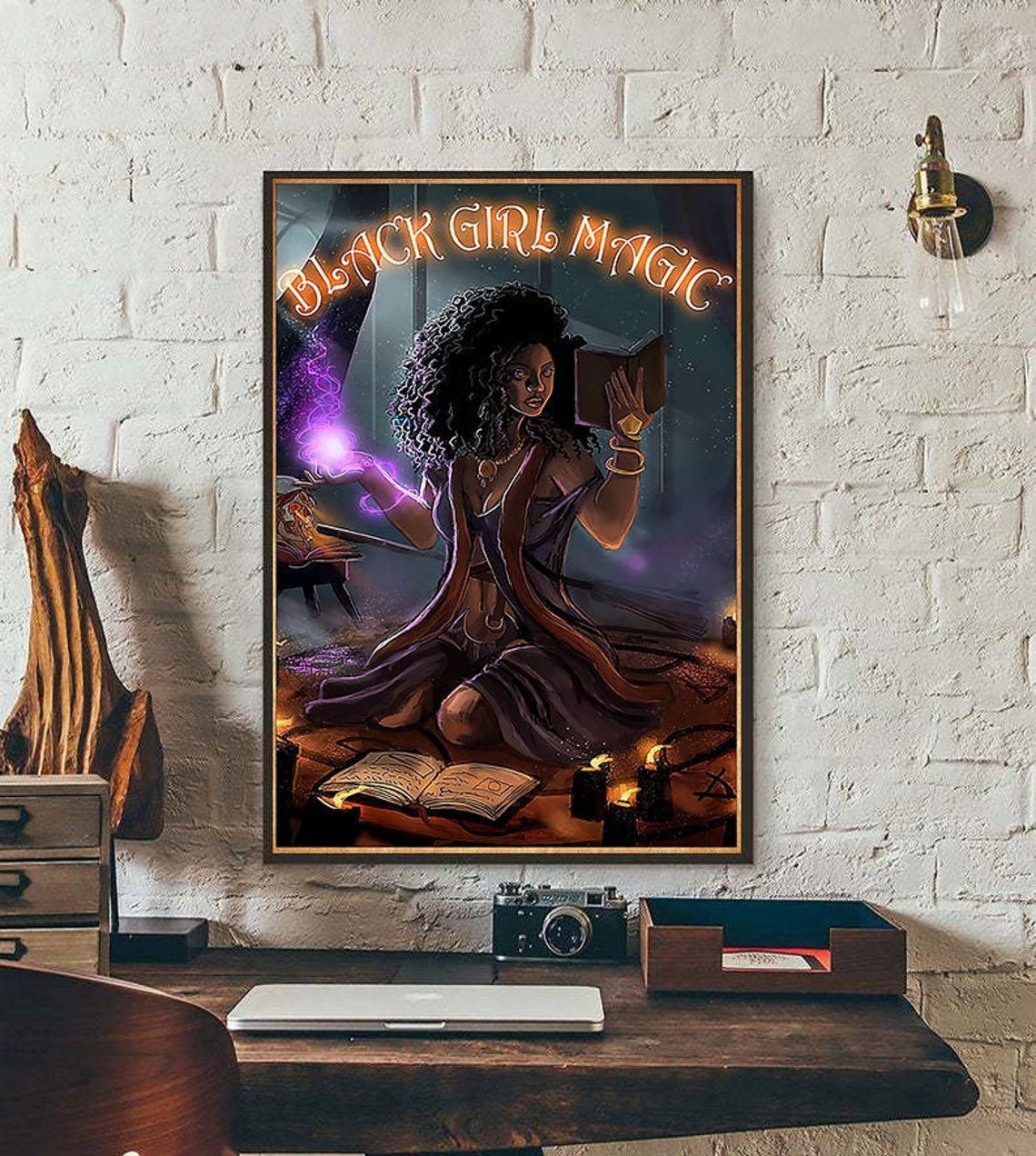 Black Girl Magic Poster, Black Queen Wall Art, Magic Witch Canvas And Poster, Canvas Wall Art, Wall Decor Visual Art