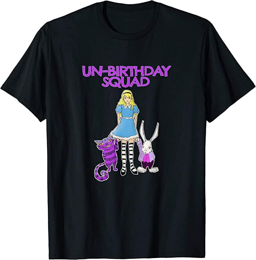 UnBirthday Squad – Alice Cheshire Grinning Cat White Rabbit T-Shirt