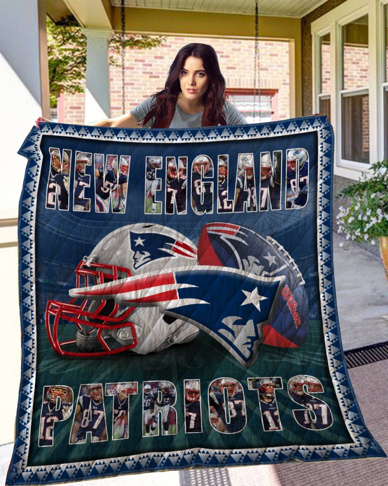 New England Patriots 3D Quilt Blanket, Fleece Blanket