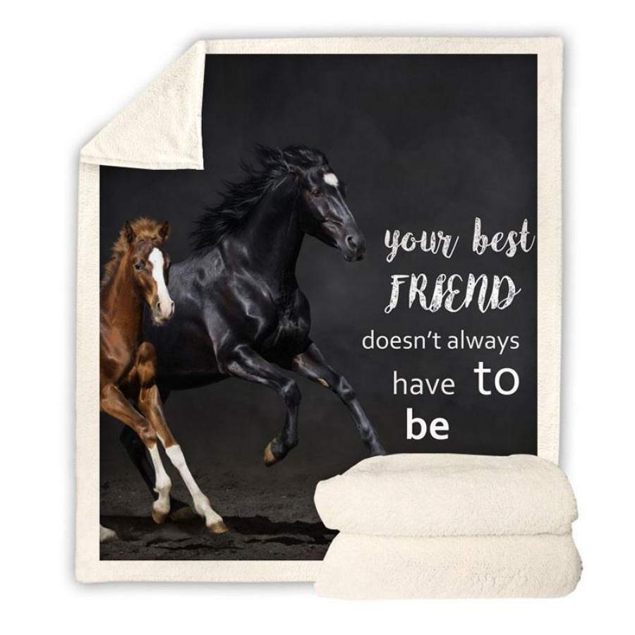 Two Horses Throw Blanket | Animal Horses Fleece Blanket for Adult Kids