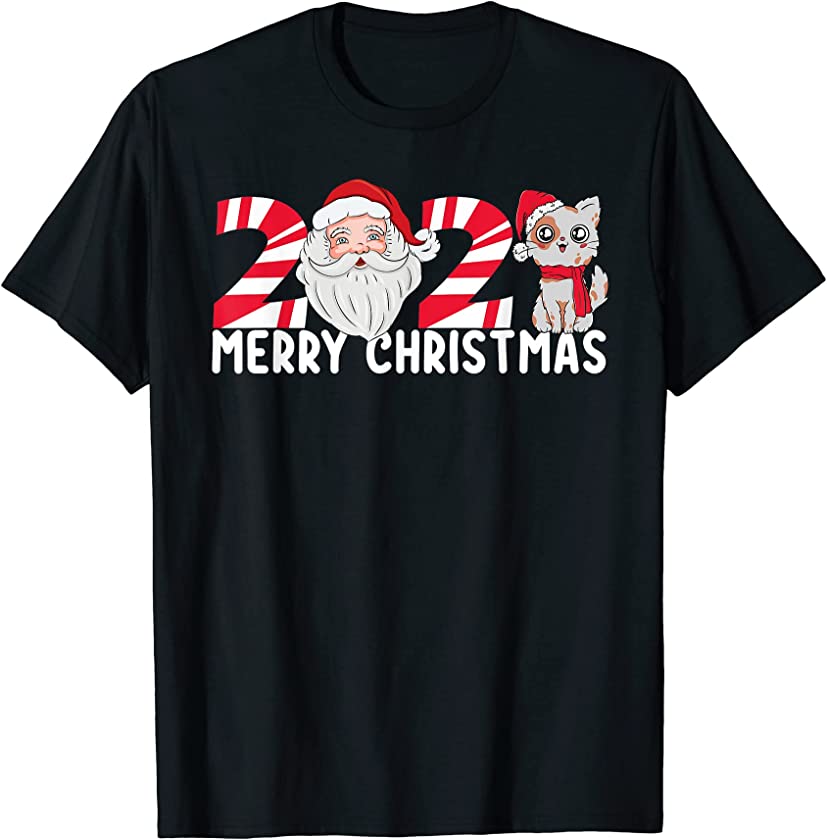 Merry Christmas 2021 Kitten Cat Matching Family Christmas T-Shirt