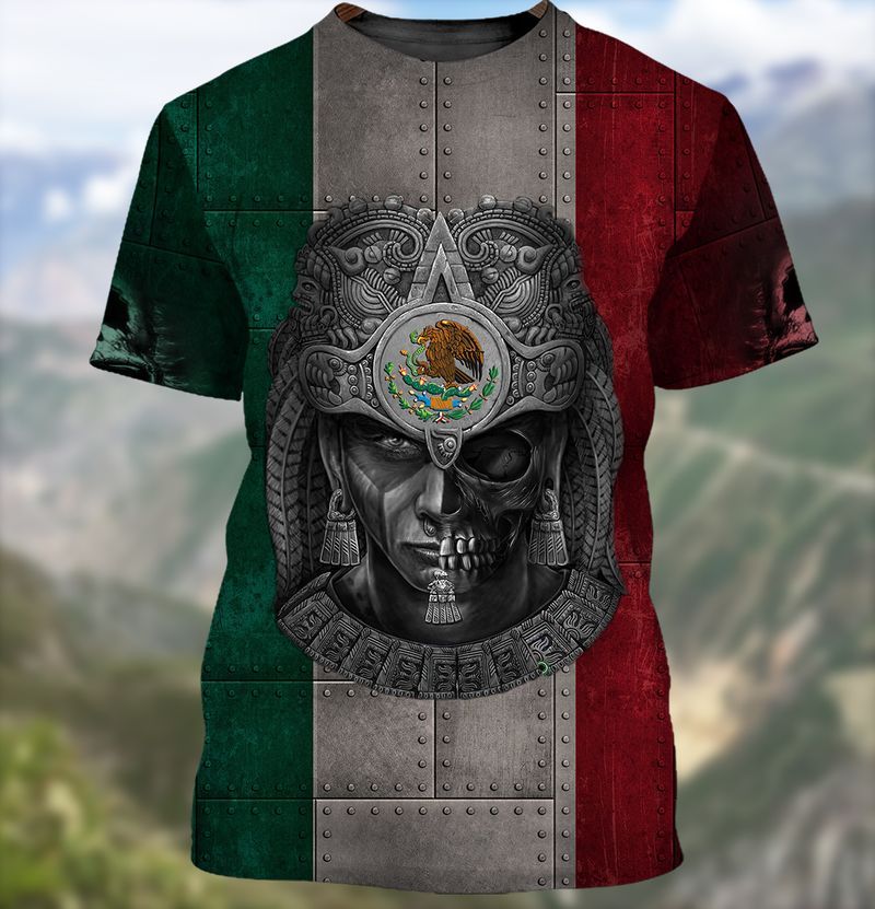 Aztec Warrior Face Mexican Flag Full Print 3D Tshirt