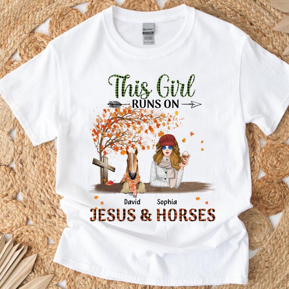 This Girl Runs On Jesus And Horses Autumn Customized T Shirts – Trending Personalized