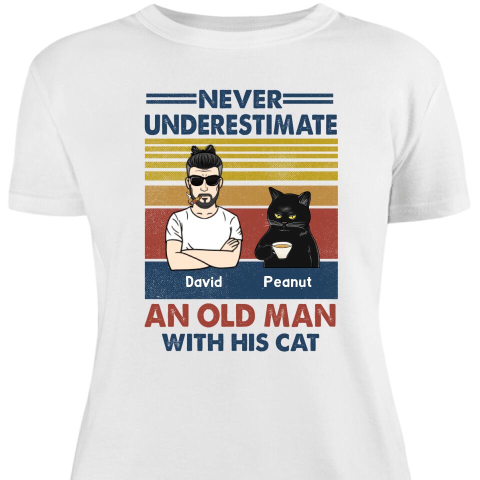 Personalized Never Underestimate An Old Man With His Cat Women Shirt  – Trending Personalized