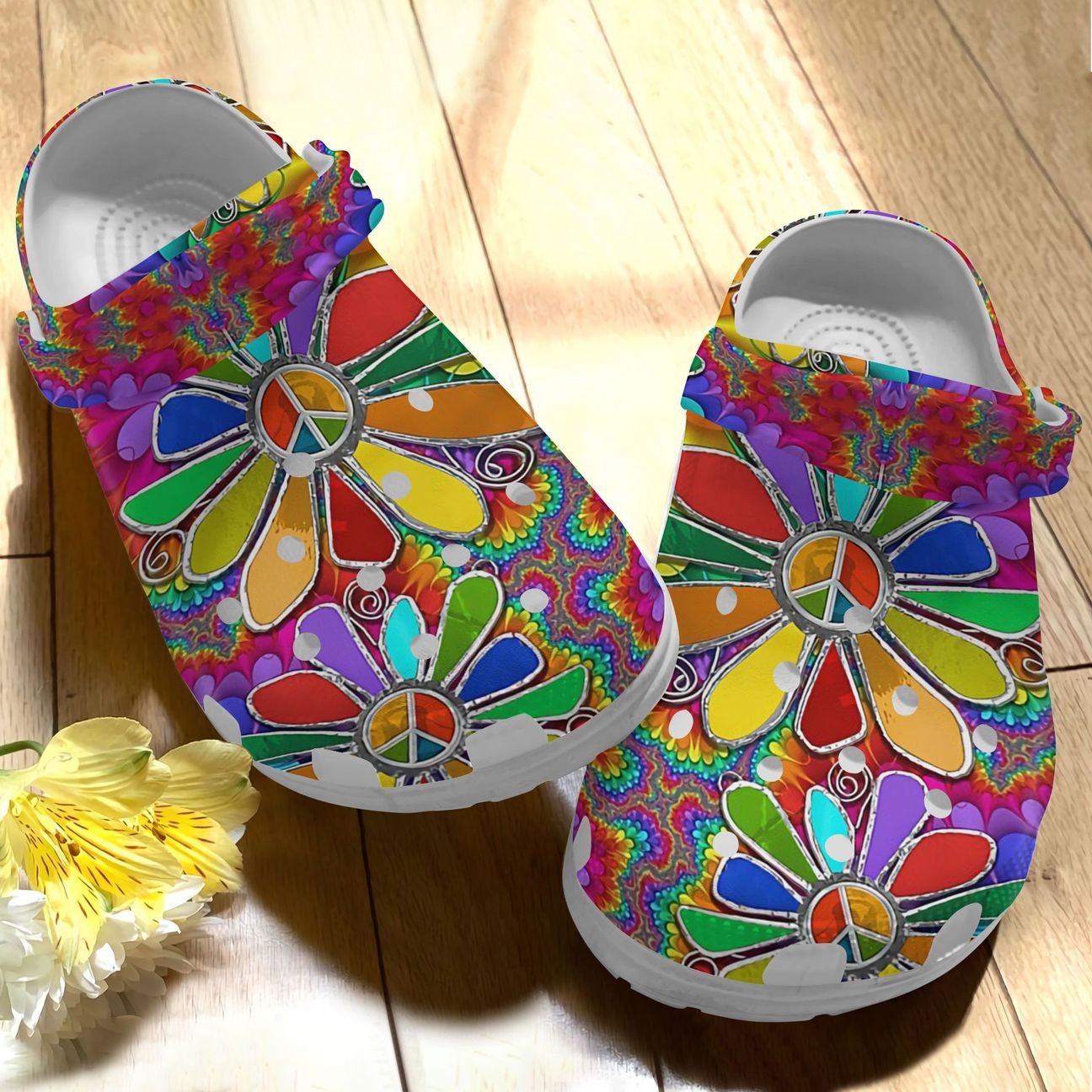 Hippie Personalize Clog, Custom Name, Text, Fashion Style For Women, Men, Kid, Print 3D Hippie Flower 34